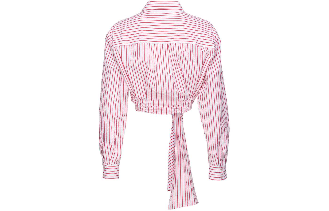 Lookbook (W) PINKO 白色條紋長袖休閒襯衫。 103061A1O9-ZR2