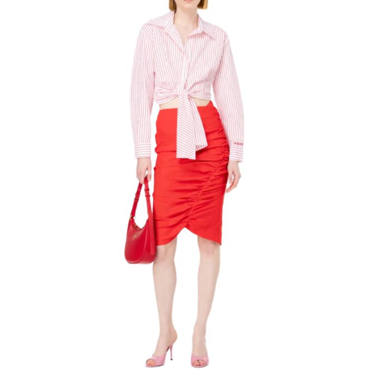 Shop (W) PINKO 白色條紋長袖休閒襯衫。 103061A1O9-ZR2