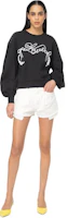(Women) PINKO White Tassel Fringe Denim Shorts with Buttons. 102985A1MNZ14 (Women) PINKO White Tassel Fringe Denim Shorts with Buttons. 102985A1MNZ14