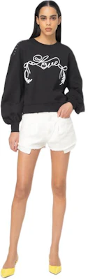 (Women) PINKO White Tassel Fringe Denim Shorts with Buttons. 102985A1MNZ14 Buy (Women) PINKO White Tassel Fringe Denim Shorts with Buttons. 102985A1MNZ14