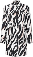 (Women) PINKO White Zebra Print Long Sleeve Mini Shirt Dress 102009A197-ZPZ (Women) PINKO White Zebra Print Long Sleeve Mini Shirt Dress 102009A197-ZPZ