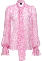 (Women) PINKO Abstract Print Long-Sleeve Blouse with Tie Neck for Women - Pink. 100226A1LA-NN5 (Women) PINKO Abstract Print Long-Sleeve Blouse with Tie Neck for Women - Pink. 100226A1LA-NN5
