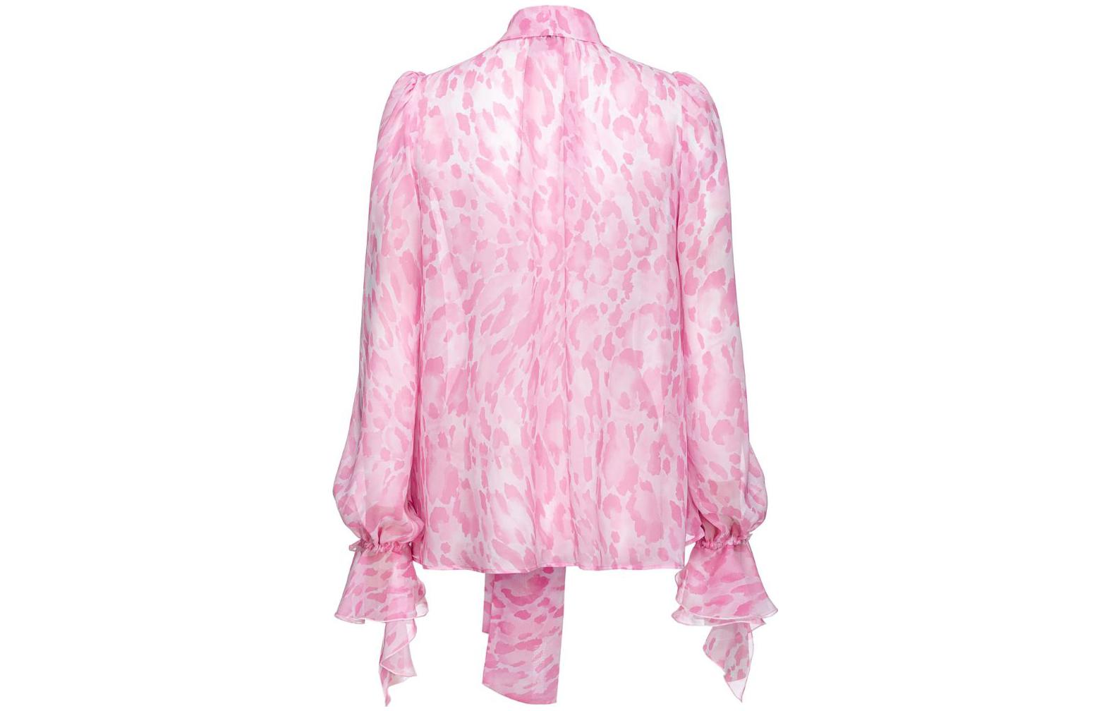 Lookbook (W) PINKO 女款粉色抽象印花領結長袖上衣 100226A1LA-NN5
