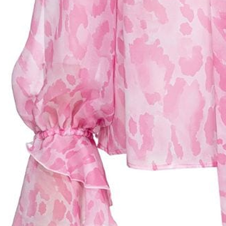 Details for (W) PINKO 女款粉色抽象印花領結長袖上衣 100226A1LA-NN5