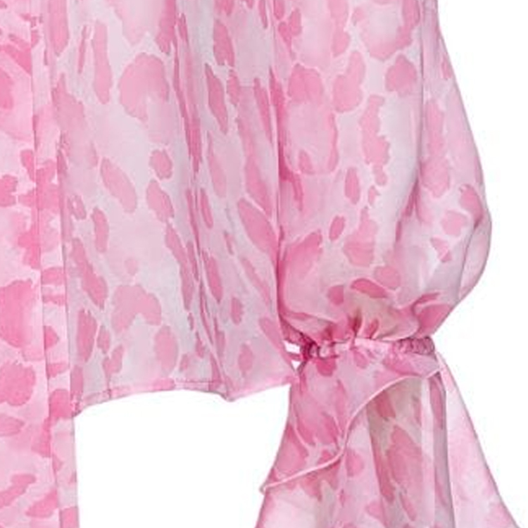 Sizing (W) PINKO 女款粉色抽象印花領結長袖上衣 100226A1LA-NN5