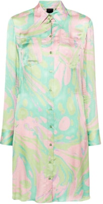 (W) PINKO 抽象印花长袖缎面连衣裙 多色 女款 103084A1PE-SN2 Order (W) PINKO 抽象印花长袖缎面连衣裙 多色 女款 103084A1PE-SN2