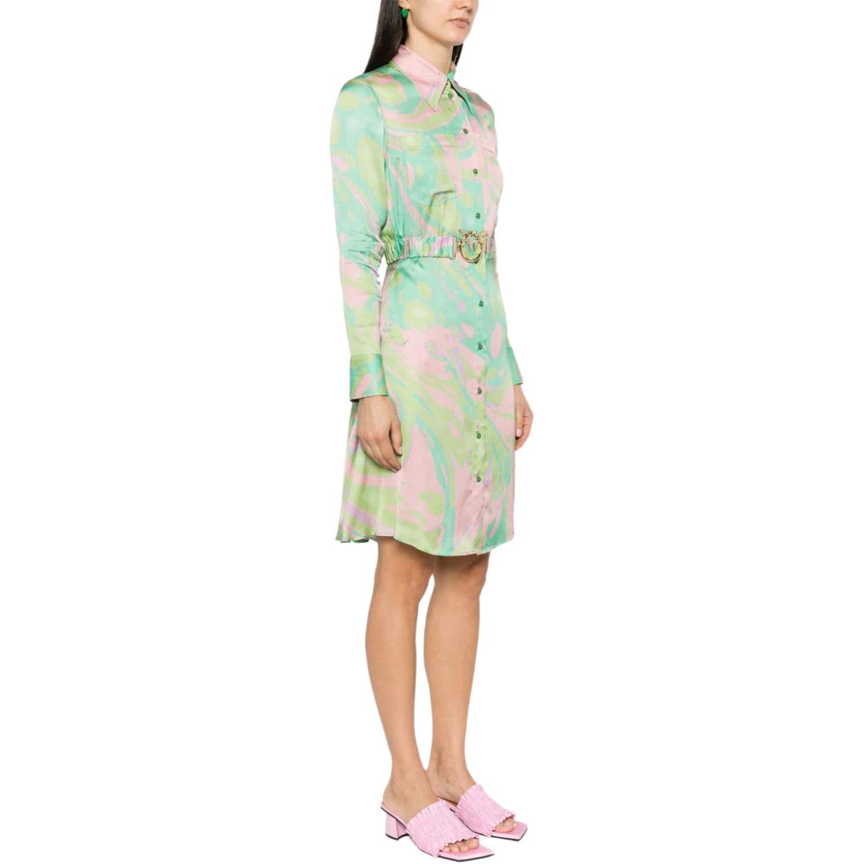 Purchase (W) PINKO 抽象印花长袖缎面连衣裙 多色 女款 103084A1PE-SN2