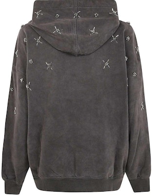 (W) PINKO 女士灰色串珠宽松连帽拉链夹克. 104457A297-I79 Lookbook (W) PINKO 女士灰色串珠宽松连帽拉链夹克. 104457A297-I79