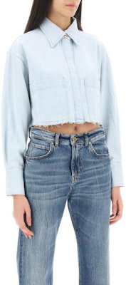 (W) PINKO 刺繡Logo拉鍊襯衫藍色長袖外套 103060A1MO-PJN Shop (W) PINKO 刺繡Logo拉鍊襯衫藍色長袖外套 103060A1MO-PJN