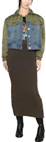 Lookbook (W) PINKO FW22 軍綠色拼接丹寧外套長袖設計 1J110GA0A1-ES1