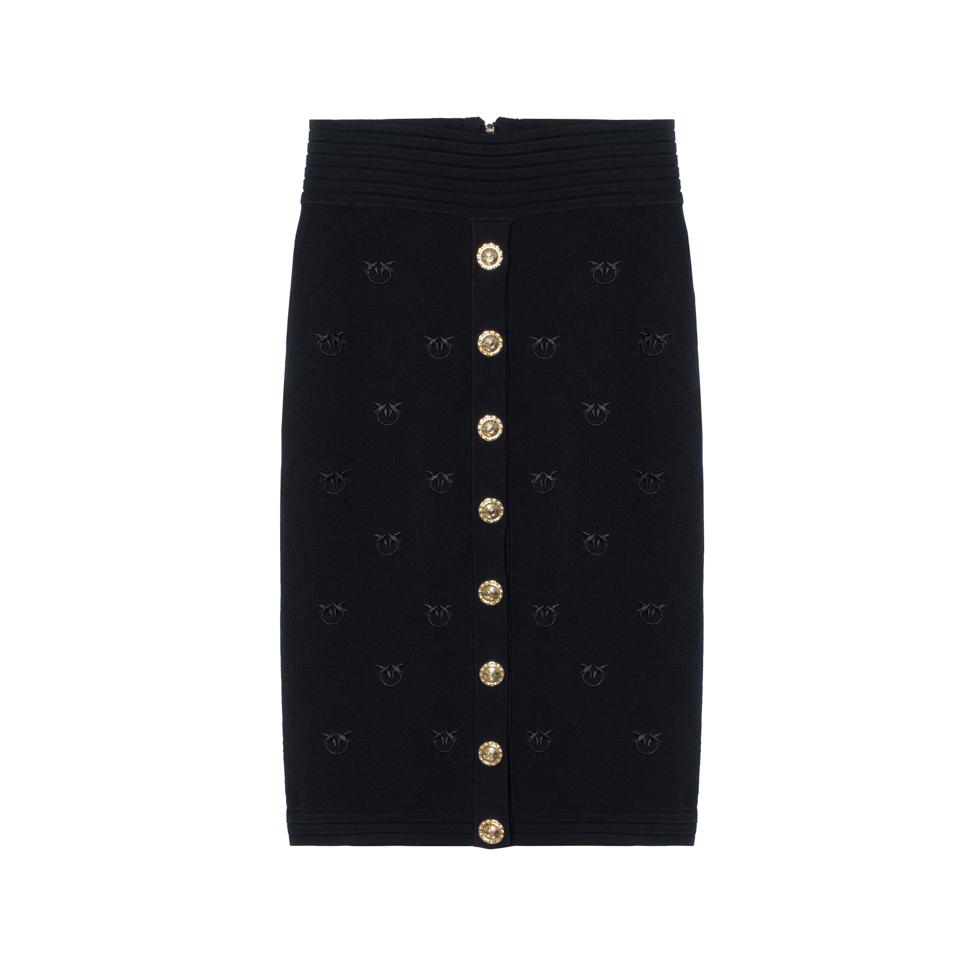 (Women) PINKO FW22  Black Straight-Cut Skirt with Logo Print Casual Design. 1G180MY7Z2-Z99