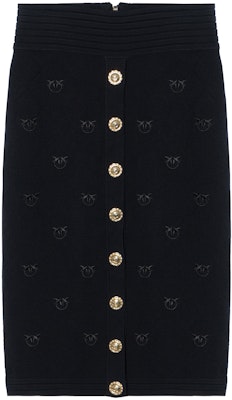 (W) PINKO FW22 Rok Hitam Straight-Cut dengan Desain Kasual dan Cetak Logo. 1G180MY7Z2-Z99 Buy (W) PINKO FW22 Rok Hitam Straight-Cut dengan Desain Kasual dan Cetak Logo. 1G180MY7Z2-Z99