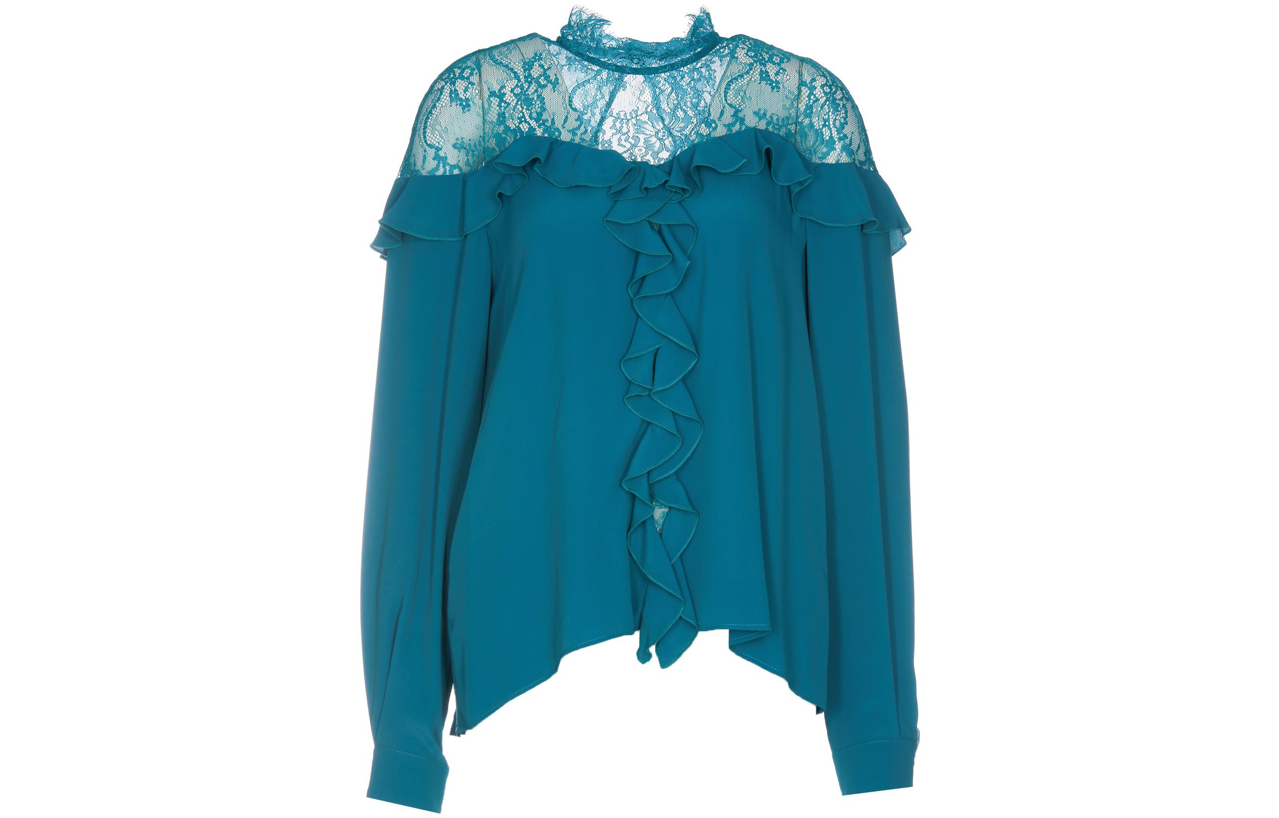 Lookbook (W) PINKO FW22 蓝色蕾丝拼接宽松长袖衬衫 1G18FD8889VA3