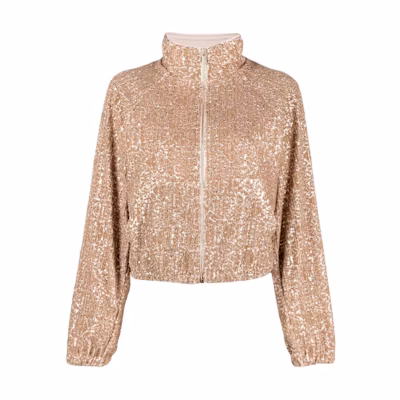 (Women) PINKO FW22 Brown Sequin Embellished Jacket. 1G17YQ5488-NH8