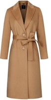 (Women) PINKO FW22 Brown Solid Long Coat with Belt and Single Button Closure. 101305A0Y2-CAM (Women) PINKO FW22 Brown Solid Long Coat with Belt and Single Button Closure. 101305A0Y2-CAM