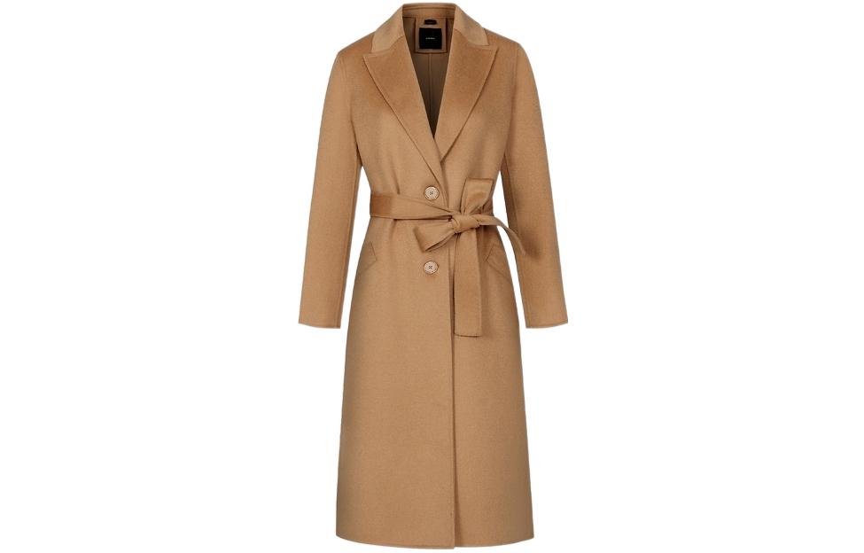 Order (W) PINKO FW22 棕色系帶單扣設計長版大衣。 101305A0Y2-CAM