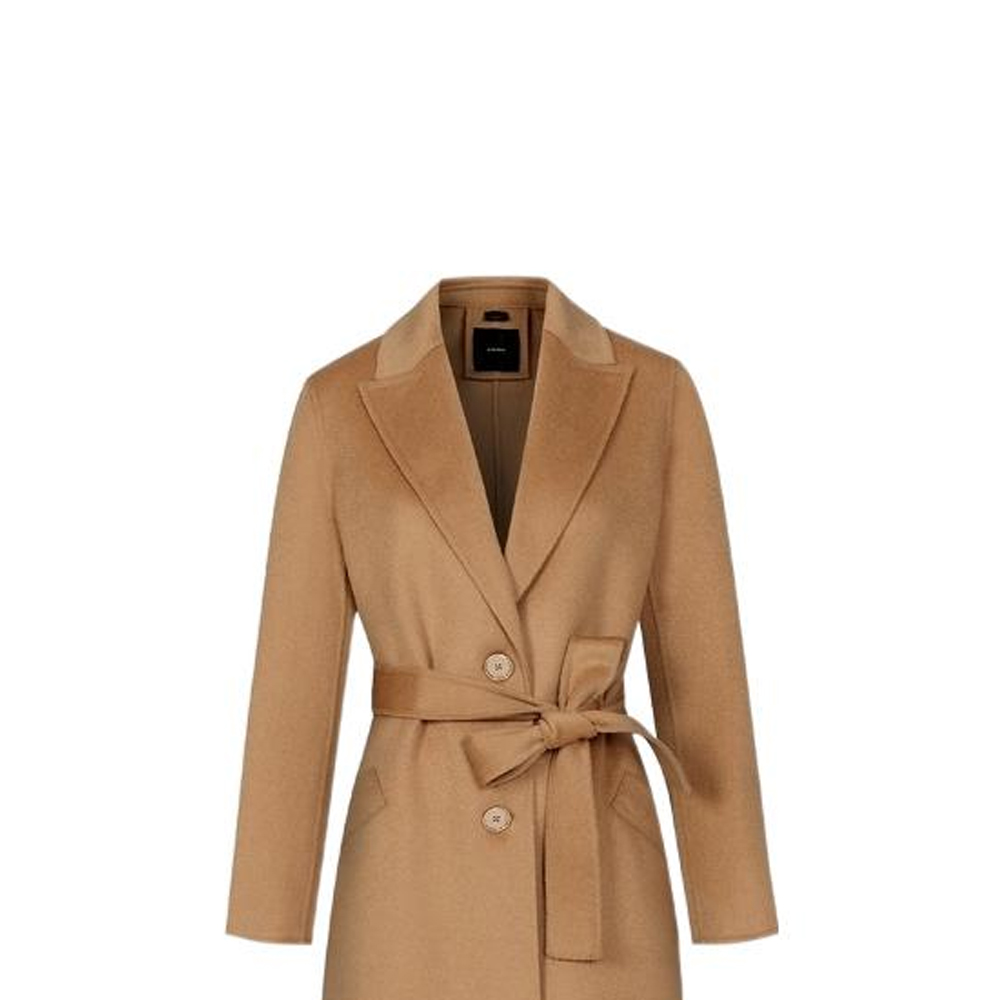 Sizing (W) PINKO FW22 棕色系帶單扣設計長版大衣。 101305A0Y2-CAM