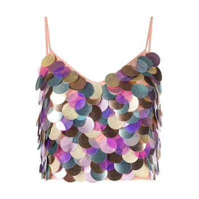 (Women) PINKO FW22 Sequin Cropped Camisole Top Multicolor. 1G183KA070SN2