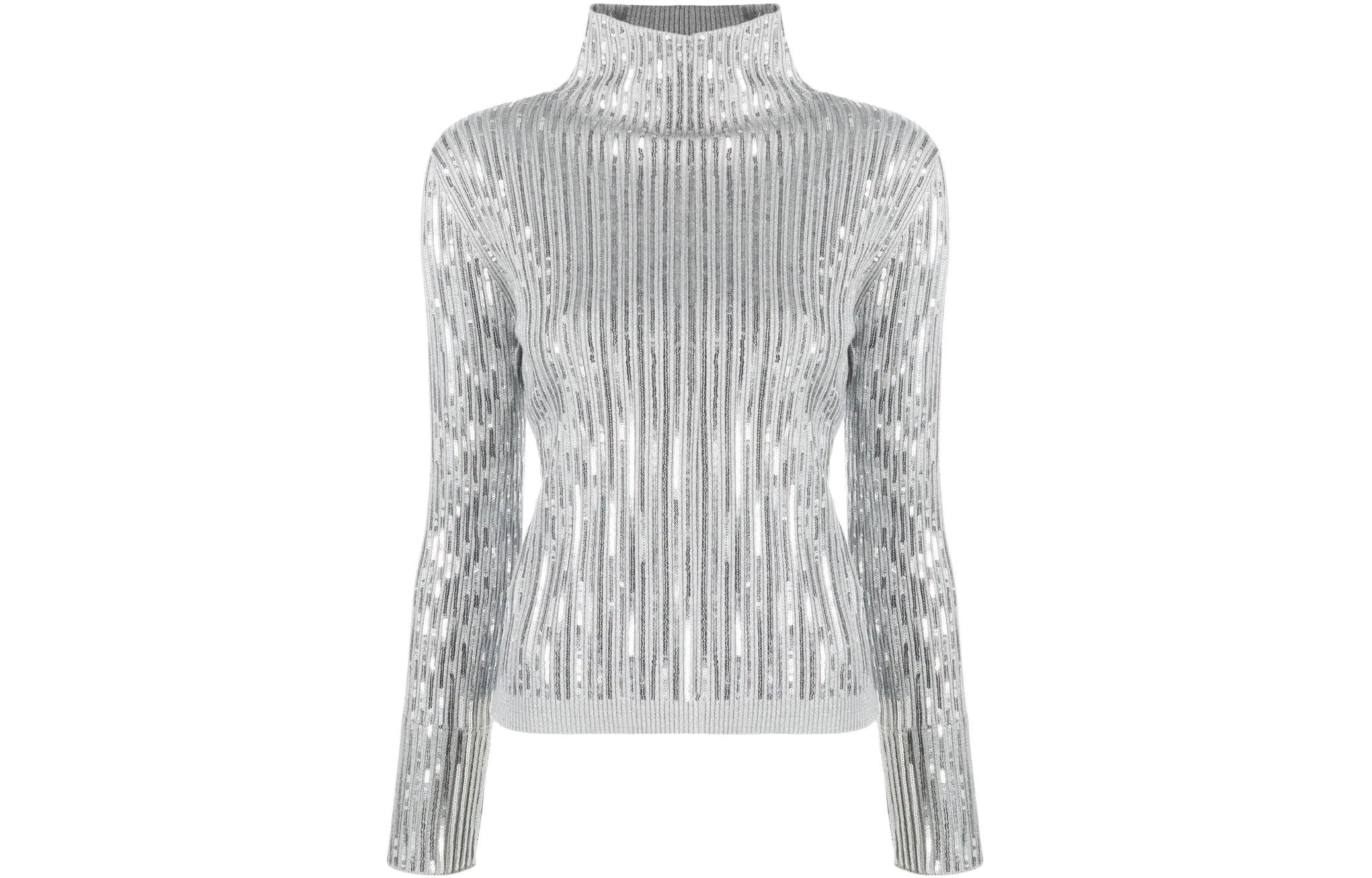 Order (W) PINKO FW22 銀色亮片細節高領羊絨毛衣 1G17ZCA01Y-II5