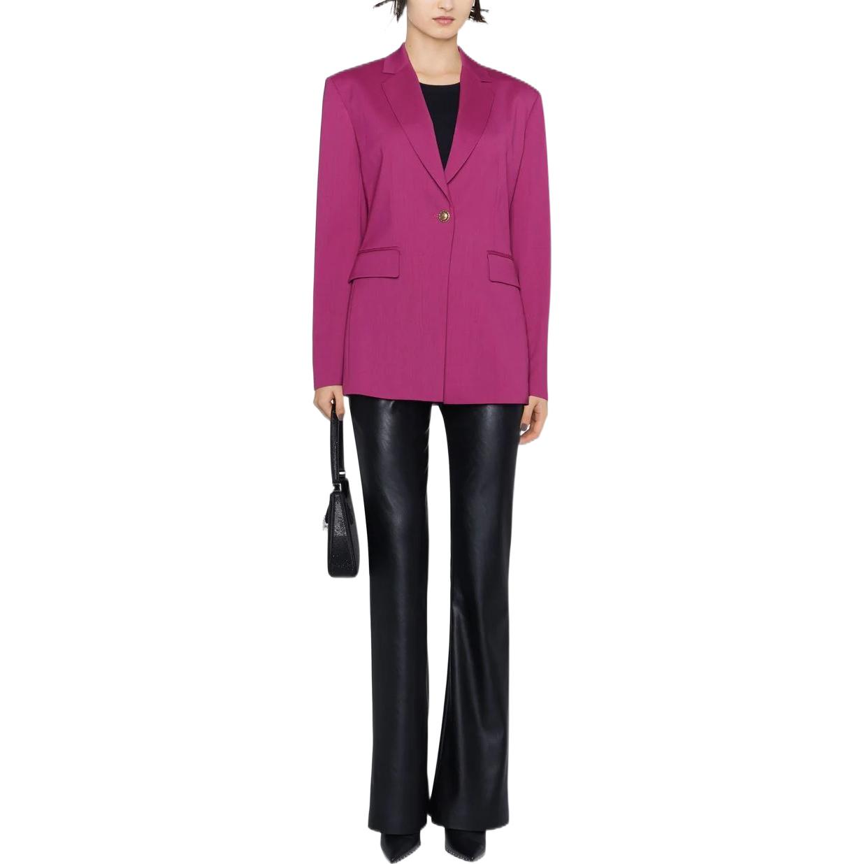 Lookbook (W) PINKO FW22 女士經典單排扣長袖西裝外套 - 熱粉色。 1G18AZ-A04T-W98