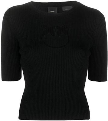 (W) PINKO FW23 黑色短袖針織毛衣搭配實心標誌設計羅紋。 102017A18M-Z99 Buy (W) PINKO FW23 黑色短袖針織毛衣搭配實心標誌設計羅紋。 102017A18M-Z99