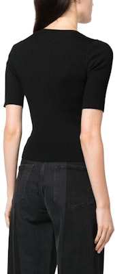 (W) PINKO FW23 黑色短袖針織毛衣搭配實心標誌設計羅紋。 102017A18M-Z99 Shop (W) PINKO FW23 黑色短袖針織毛衣搭配實心標誌設計羅紋。 102017A18M-Z99