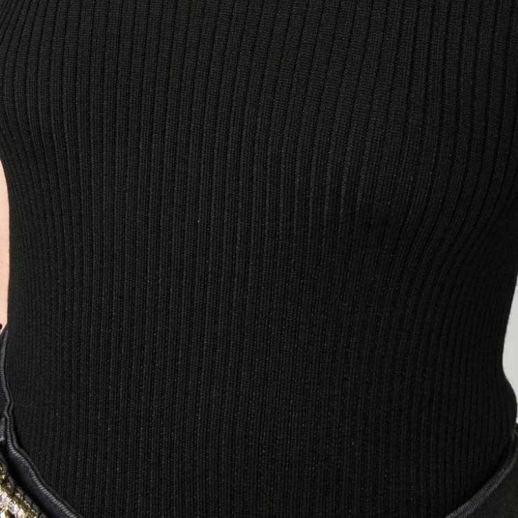 Details for (W) PINKO FW23 黑色短袖針織毛衣搭配實心標誌設計羅紋。 102017A18M-Z99