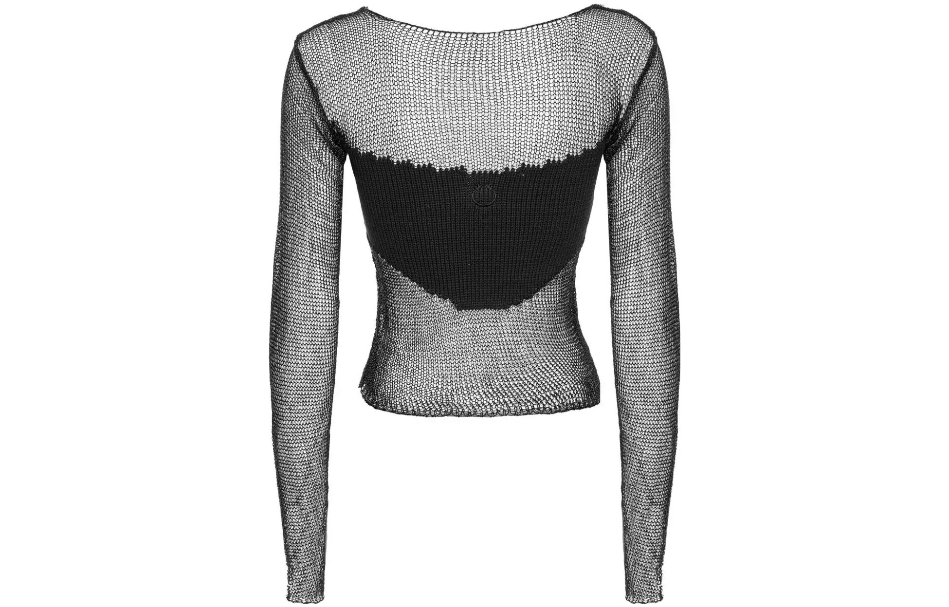 Lookbook (W) PINKO FW23黑色透明拼接圓領針織毛衣 103295A1QC-Z99