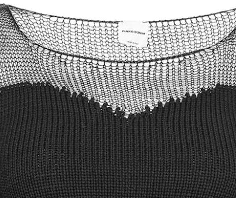 (W) PINKO FW23黑色透明拼接圓領針織毛衣 103295A1QC-Z99 Shop (W) PINKO FW23黑色透明拼接圓領針織毛衣 103295A1QC-Z99
