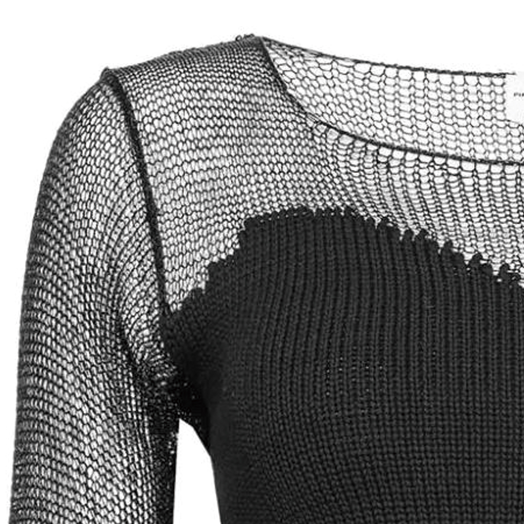 Purchase (W) PINKO FW23黑色透明拼接圓領針織毛衣 103295A1QC-Z99