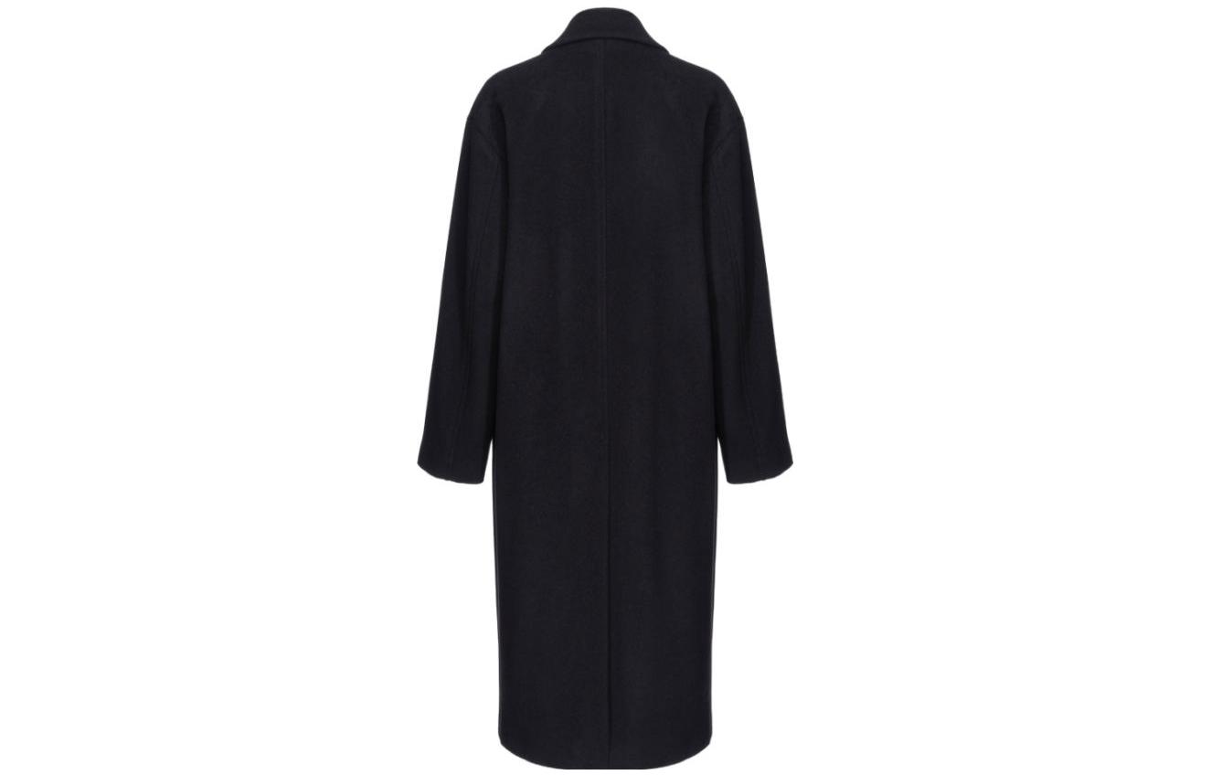 Lookbook (W) 핑코 FW23 블랙 솔리드 싱글 브레스트 캐주얼 코트. 101976A182-Z99