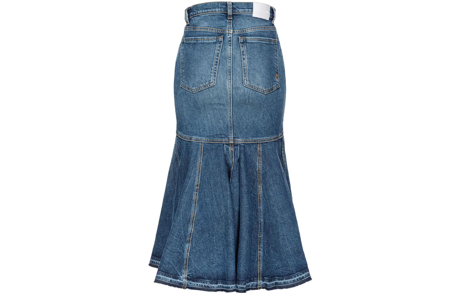 Lookbook (W) PINKO FW23 Biru Skirt Denim Midi Flared Mid-Rise. 102939A1LQ-PJZ