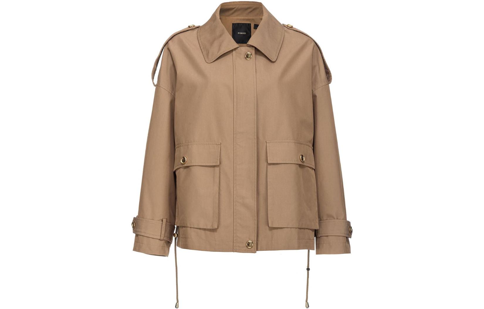 Order (W) PINKO FW23 Jaket Kasual Lengan Panjang Coklat Solid 103150A1PR-U95