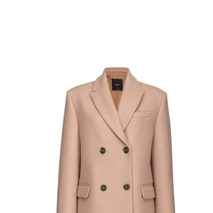 Shop (W) PINKO FW23 雙排扣長袖大衣 咖啡色純色款式 101874A13X-MOC