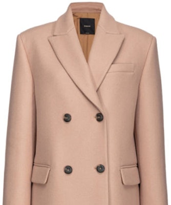 (W) PINKO FW23 雙排扣長袖大衣 咖啡色純色款式 101874A13X-MOC Shop (W) PINKO FW23 雙排扣長袖大衣 咖啡色純色款式 101874A13X-MOC