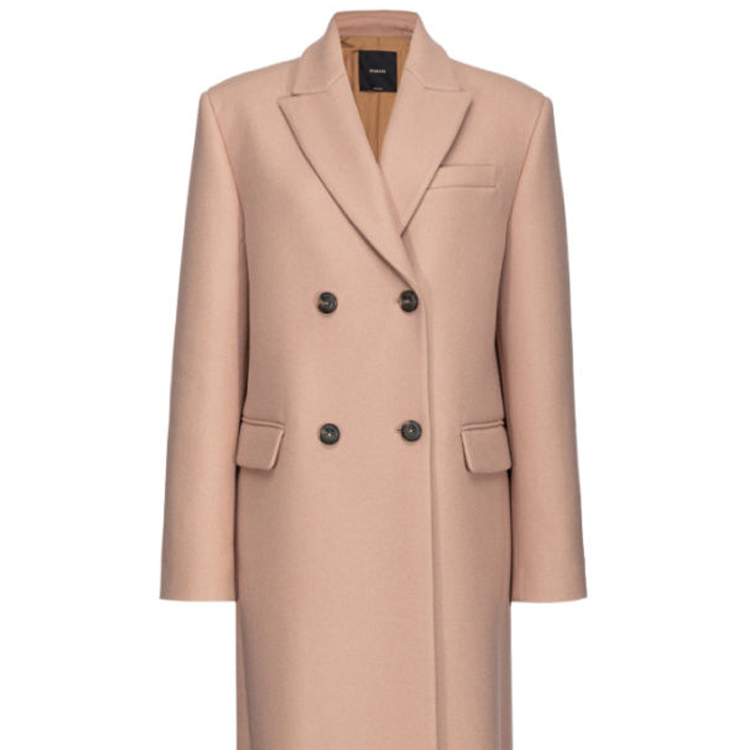 Purchase (W) PINKO FW23 雙排扣長袖大衣 咖啡色純色款式 101874A13X-MOC