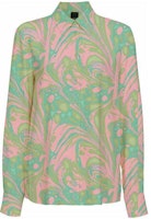 (Women) PINKO FW23 Green Floral Print Long-Sleeve Shirt. 100121A1NQ-SN2 (Women) PINKO FW23 Green Floral Print Long-Sleeve Shirt. 100121A1NQ-SN2