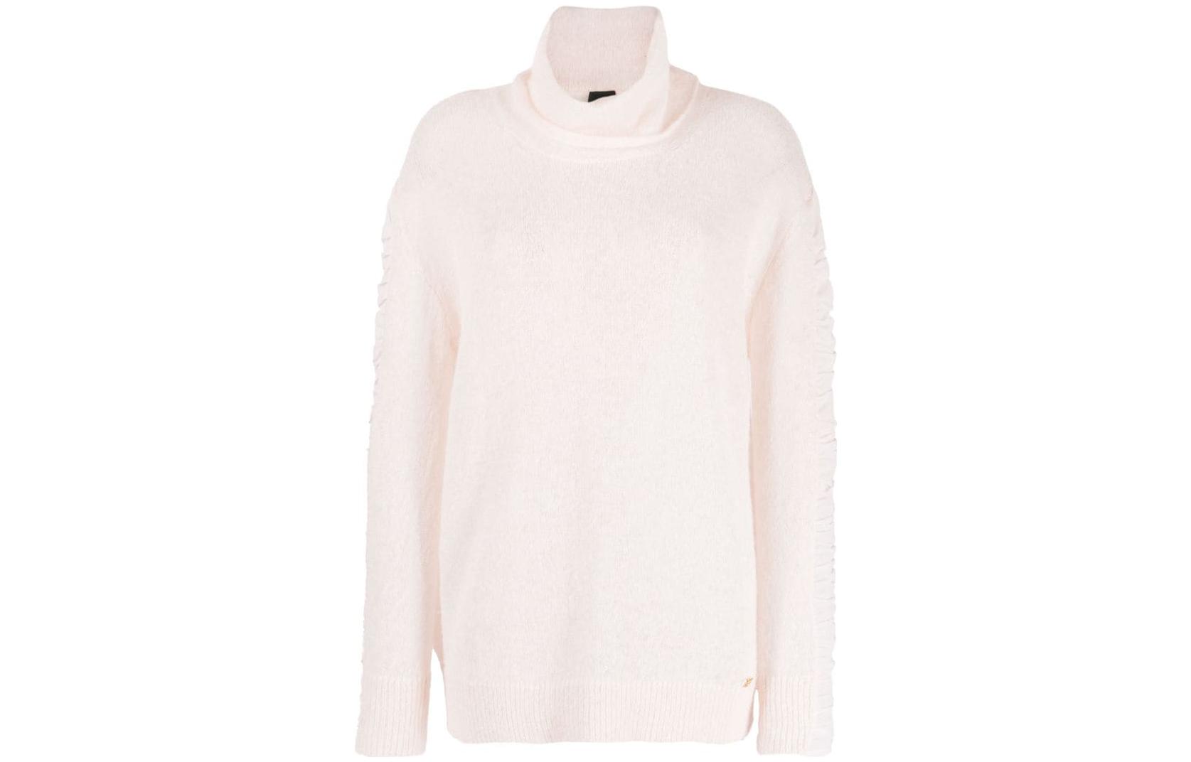 (Women) PINKO FW23  Light Pink Turtleneck Sweater with Pleated Sleeves 102255A1BI-D46