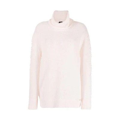 (Women) PINKO FW23 Light Pink Turtleneck Sweater with Pleated Sleeves 102255A1BI-D46