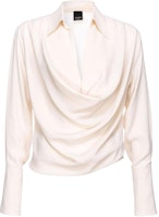 (Women) PINKO FW23 Long Sleeve Draped Detail Shirt White 103200A1O8-N96 (Women) PINKO FW23 Long Sleeve Draped Detail Shirt White 103200A1O8-N96