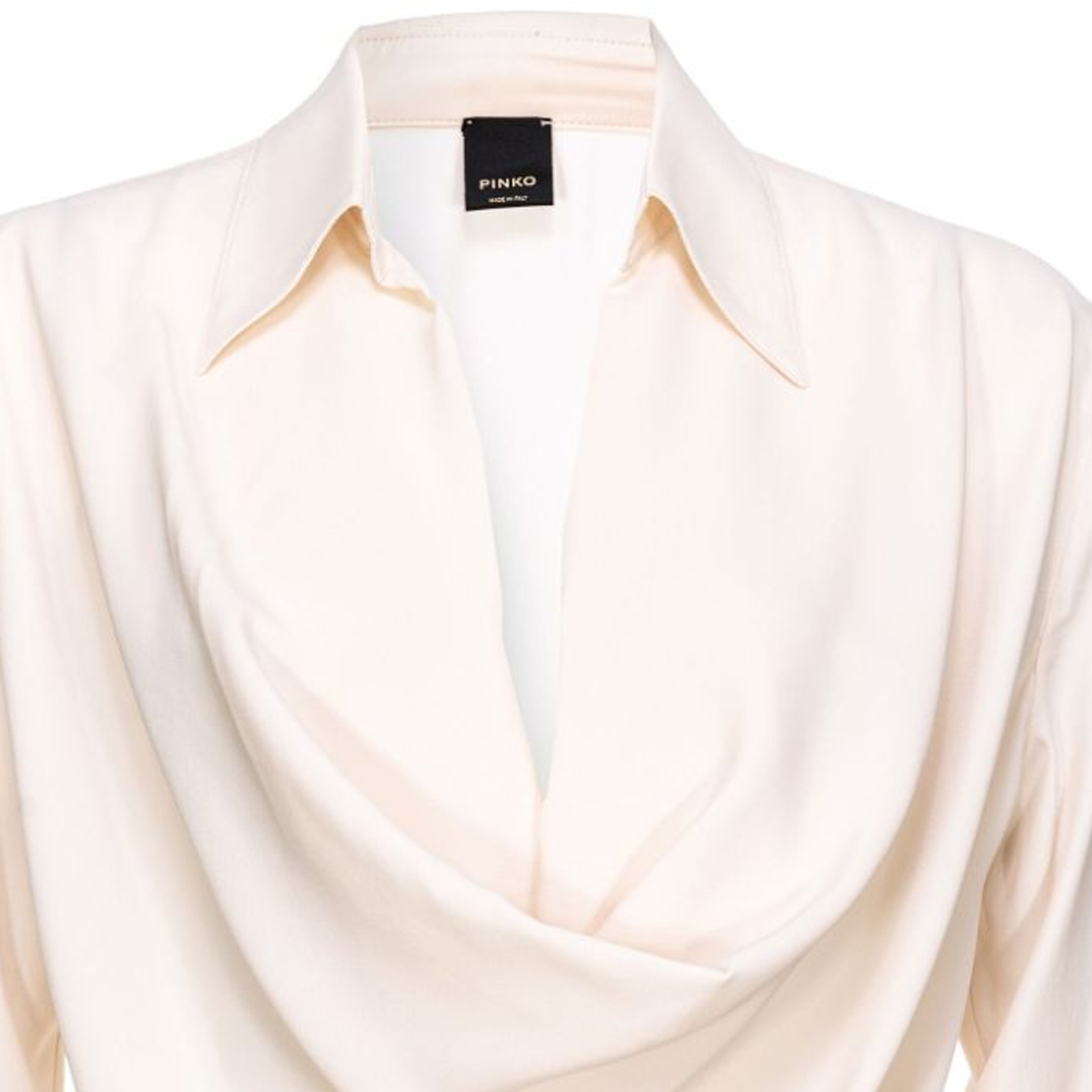 Shop (W) PINKO 秋冬23 白色長袖襯衫 細節褶皺設計 103200A1O8-N96