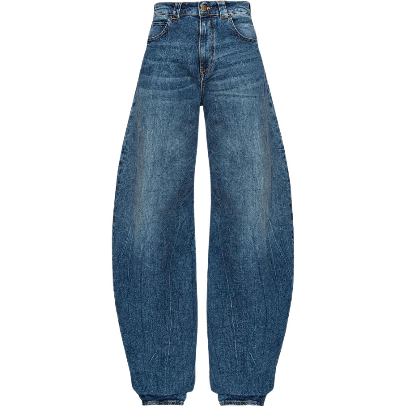 (Women) PINKO FW23  Loose Fit Tapered Zipper Blue Jeans 103180A1LQ-PJZ