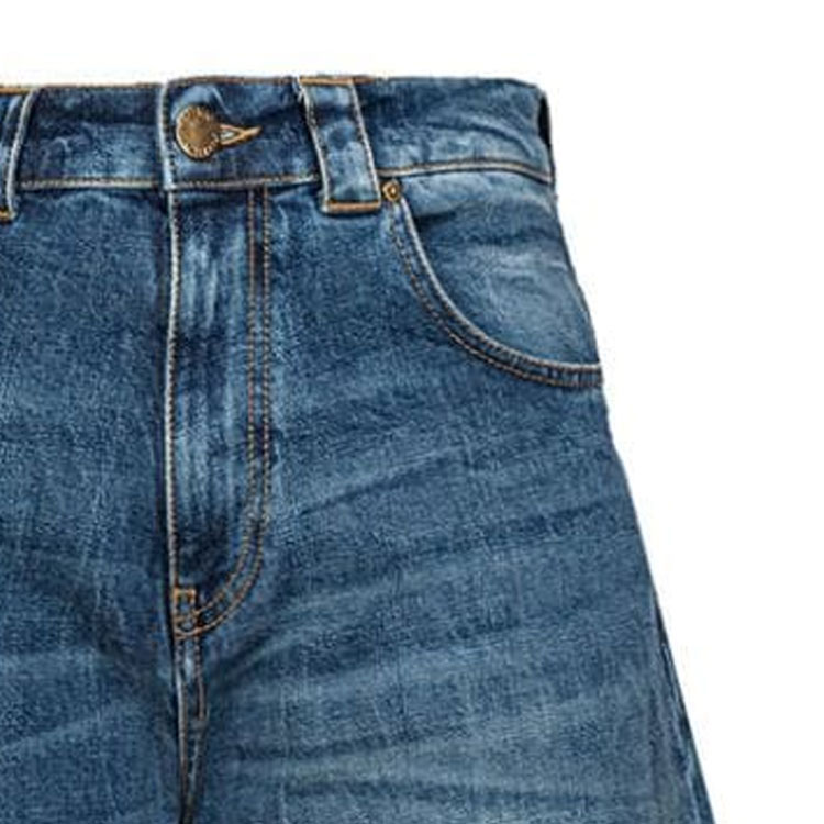 Sizing (W) PINKO FW23 寬鬆修身錐形拉鍊藍色牛仔褲 103180A1LQ-PJZ