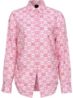 (Women) PINKO FW23 Pink Long-Sleeve Button-Up Shirt with Pattern Print. 103194A1Q1-DN3 (Women) PINKO FW23 Pink Long-Sleeve Button-Up Shirt with Pattern Print. 103194A1Q1-DN3