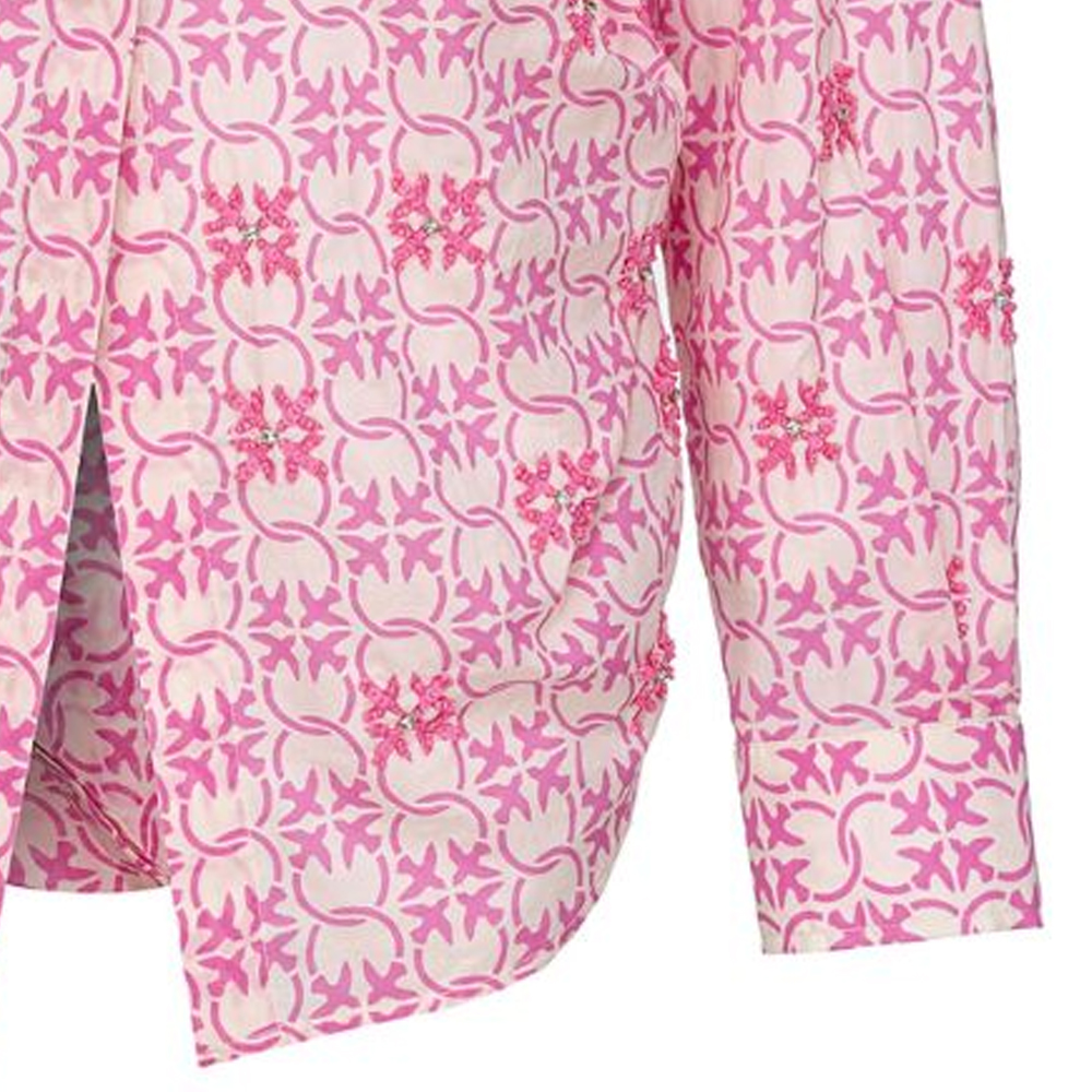 Sizing (W) PINKO FW23 粉色圖案印花長袖襯衫帶鈕扣設計 103194A1Q1-DN3