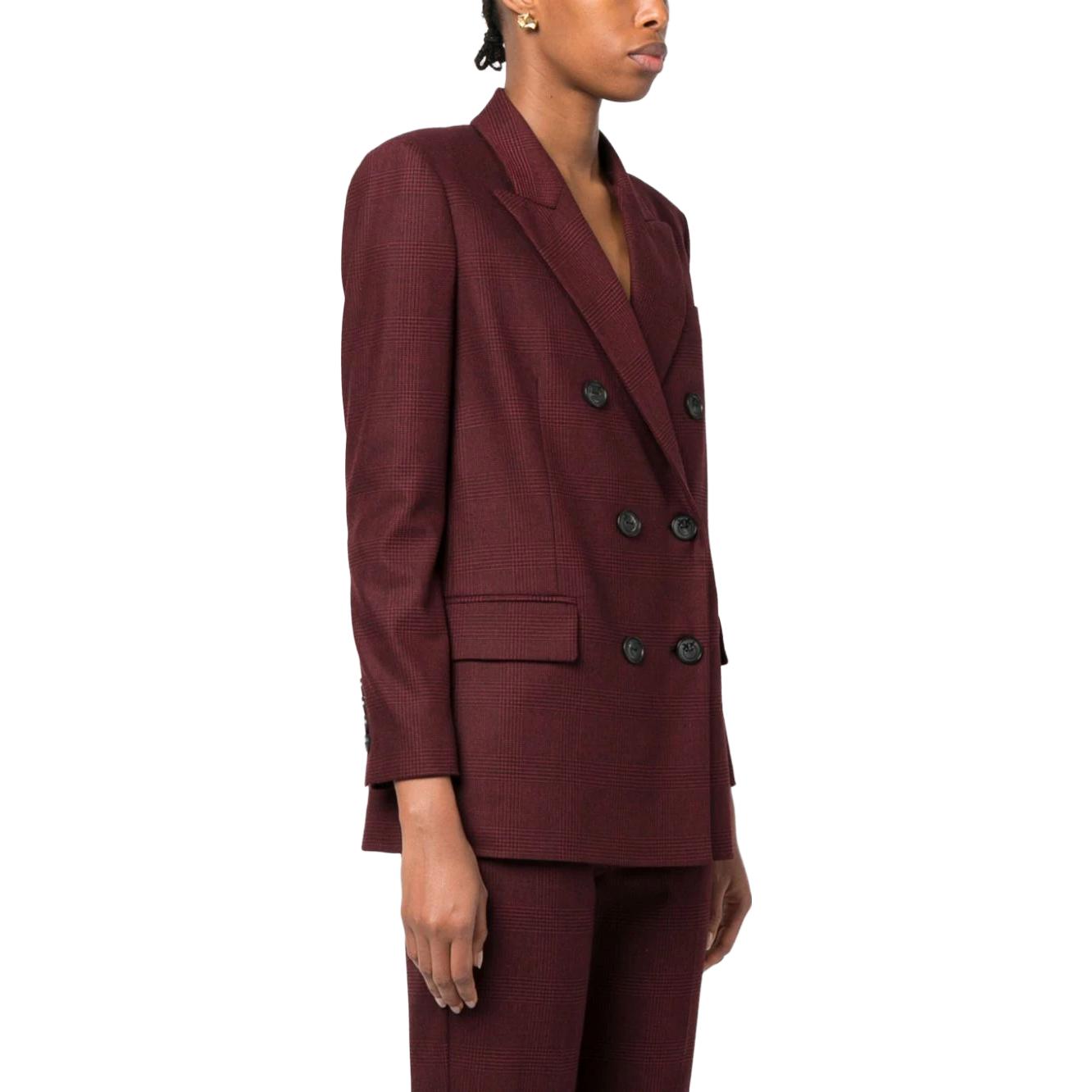 Purchase (W) PINKO FW23 チェック柄ダブルブレストブレザージャケット バーガンディ. 102303A07P-YZ7