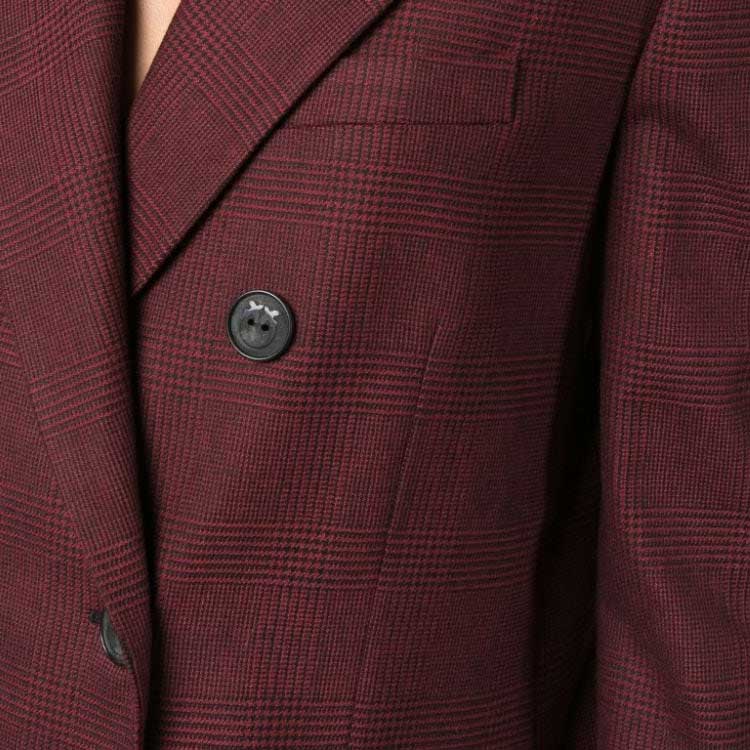 Details for (W) PINKO FW23 チェック柄ダブルブレストブレザージャケット バーガンディ. 102303A07P-YZ7