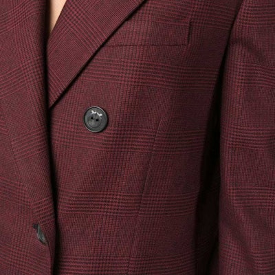 (W) PINKO FW23 チェック柄ダブルブレストブレザージャケット バーガンディ. 102303A07P-YZ7 Details for (W) PINKO FW23 チェック柄ダブルブレストブレザージャケット バーガンディ. 102303A07P-YZ7