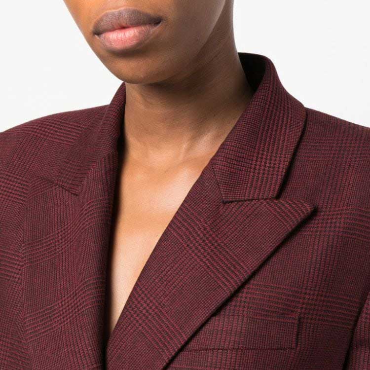 Sizing (W) PINKO FW23 チェック柄ダブルブレストブレザージャケット バーガンディ. 102303A07P-YZ7