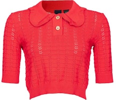 (Women) PINKO FW23 Red Mesh Knit Pullover Short-Sleeve Sweater 103162A1Q3-R48 (Women) PINKO FW23 Red Mesh Knit Pullover Short-Sleeve Sweater 103162A1Q3-R48